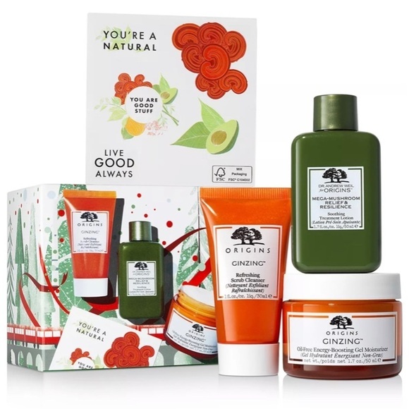 Origins Glow & Believe GinZeng & Mega-Mushroom Hydrating Glow Kit NEW - Picture 1 of 4